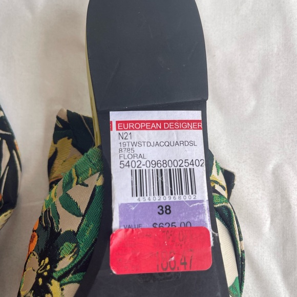 No. 21 Jacquard Floral /leather Flat Bow Mules SZ 7.5 / 38 NWT $625 - Picture 6 of 8